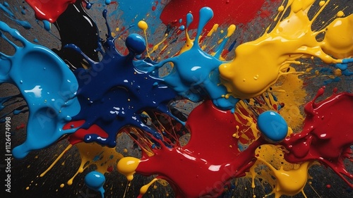 Vibrant Burst of Colourful Paint Splashes in Motion.