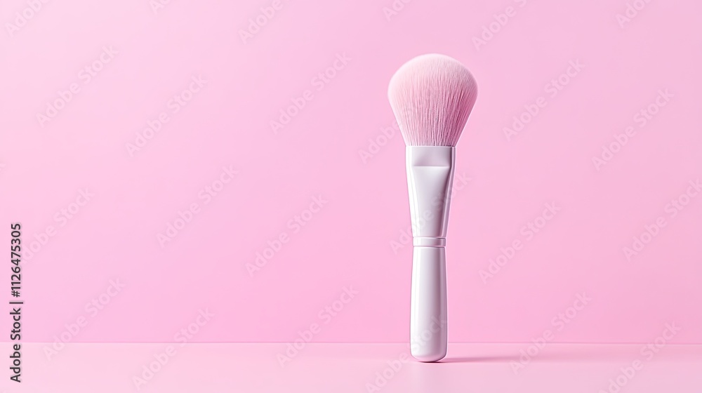 Soft Pink Makeup Brush on Minimalist Pink Background for Beauty and Skincare Product Display Soft Pink Makeup Brush on Minimalist Pink Background for Beauty and Skincare Product Display