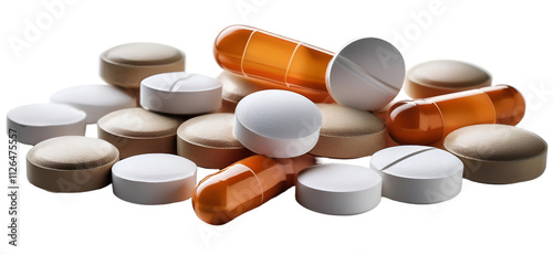 pills isolated on a transparent background, PNG.