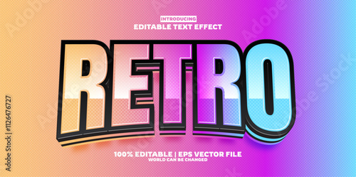 New Retro editable text effect in modern trend style