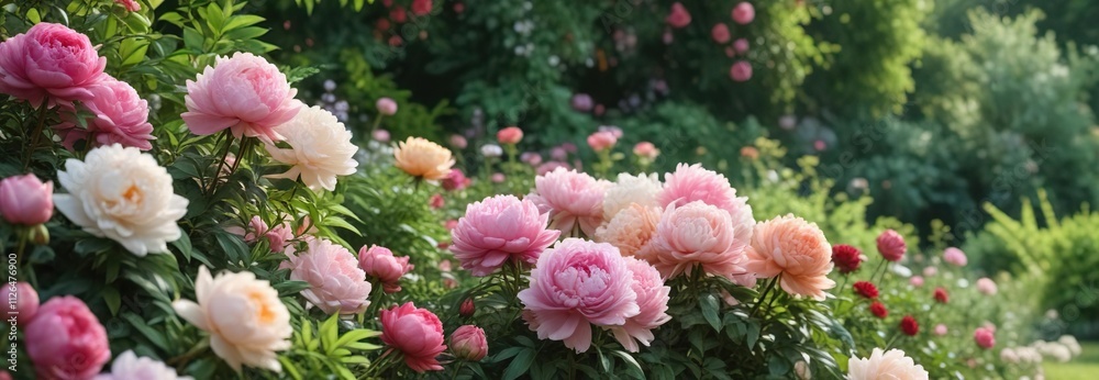 Watercolor roses and peonies in a beautiful garden setting, with lush greenery and vibrant colors, peony flowers, colorful blooms. Watercolor roses and peonies in a beautiful garden setting, with lush greenery and vibrant colors, peony flowers, colorful blooms.