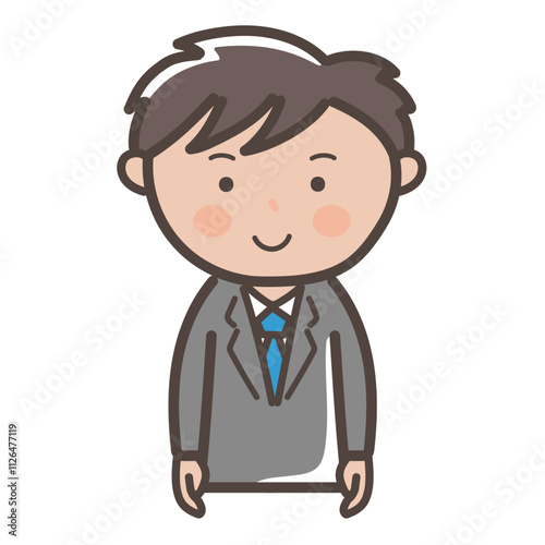 笑顔で正面を向く若い男性ビジネスマンのイラスト