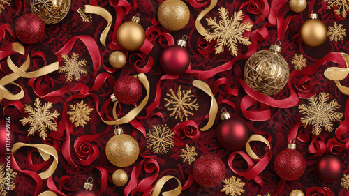 Festive Red and Gold Christmas Pattern