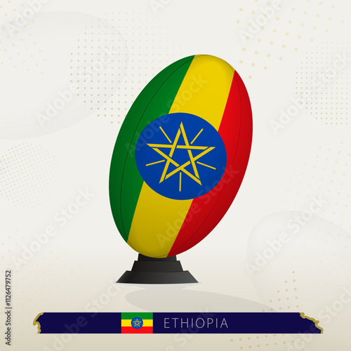 Ethiopia Rugby Ball on Rugby Kicking Tees with Modern Design.