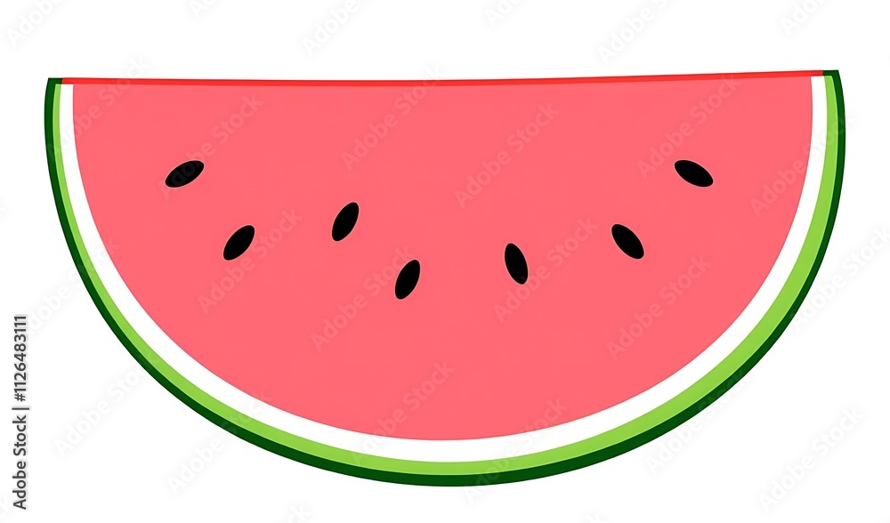 Watermelon Slice Illustration with Seeds - A Simple, Colorful Design. AI Generated Watermelon Slice Illustration with Seeds - A Simple, Colorful Design. AI Generated