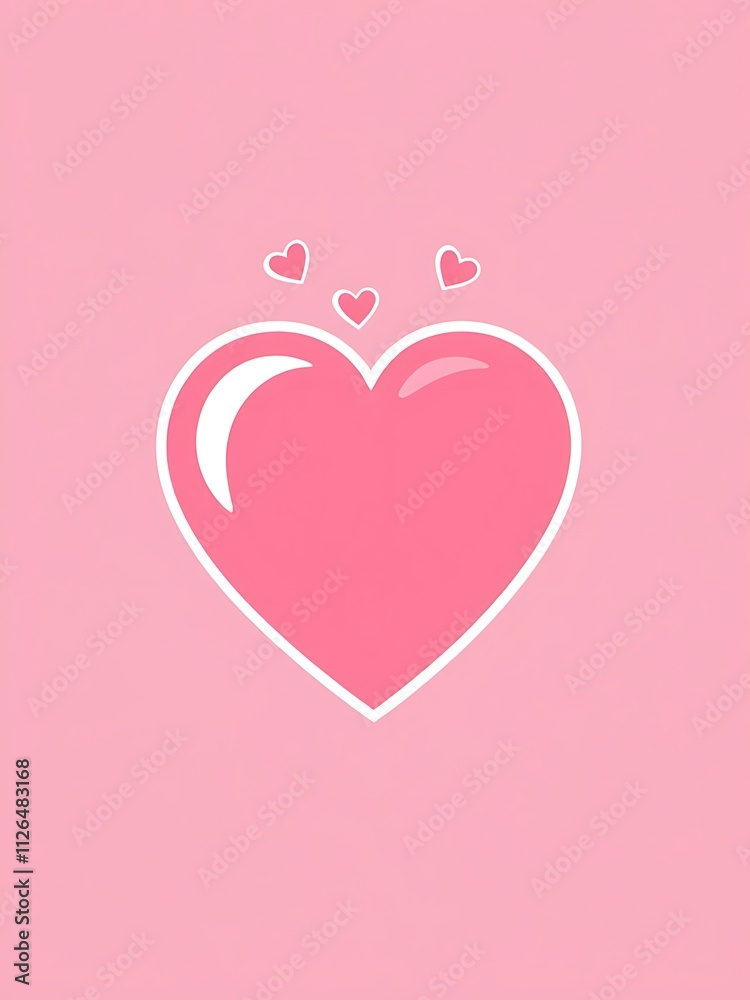 Pink Heart Illustration with White Outline on a Pink Background. AI Generated Pink Heart Illustration with White Outline on a Pink Background. AI Generated