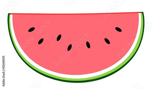 Watermelon Slice Illustration with Seeds - A Simple, Colorful Design. AI Generated