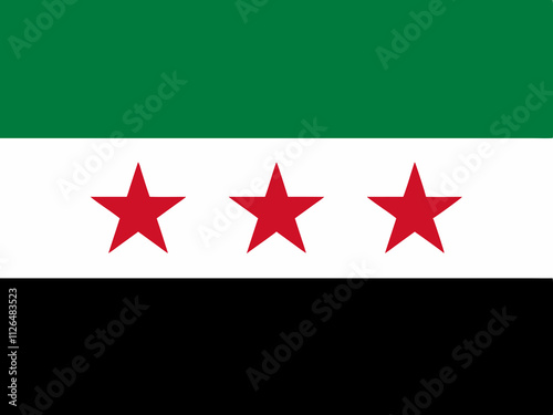 new syria flag green white black with three red stars