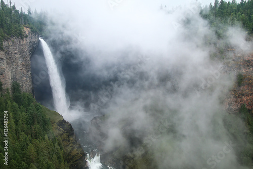 Helmcken Falls with fog, Wells Gray Provincial Park, British Columbia, Canada photo