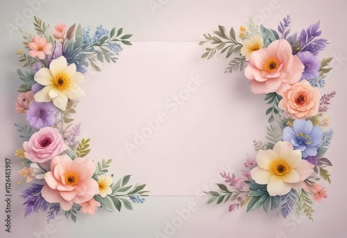 Wallpaper Mural Whimsical watercolor pastel floral border for spring celebrations, design, watercolor, floral, border Torontodigital.ca