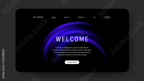 Abstract wave futuristic design of landing page. retro gradient mesh dark concept website design