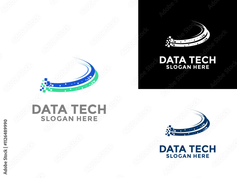 Obraz premium Technology logo simple tech design. Fast Data Digital Tech Logo Vector template