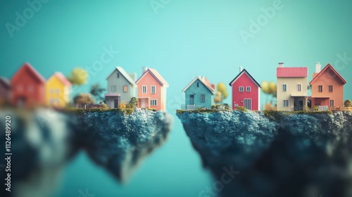 Wallpaper Mural An illustrative concept of the housing market showcasing residential properties, real estate investment growth, and the potential for profit in a thriving property market. Torontodigital.ca