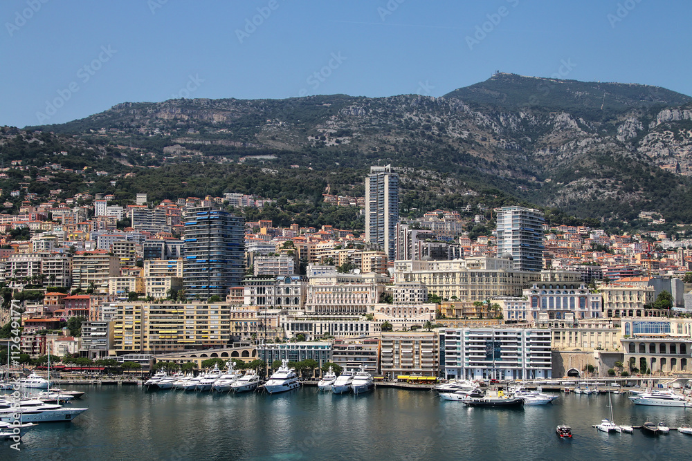 Obraz premium View of La Condamine ward and Port Hercules in Monaco
