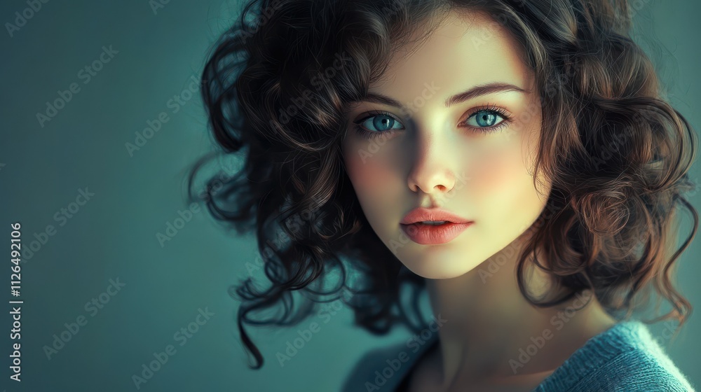 beautiful young woman in stylish vest. pretty curly hairstyle girl beautiful young woman in stylish vest. pretty curly hairstyle girl