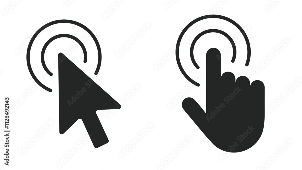 Set of Cursors Isolated On Monochrome Background Set of Cursors Isolated On Monochrome Background
