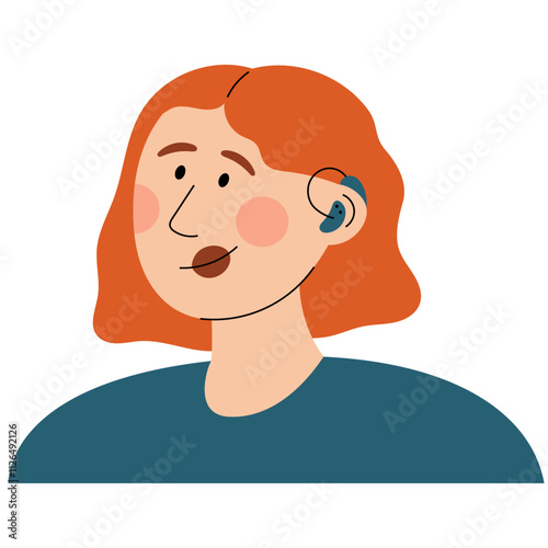 Woman with hearing aid device inserted into ear. Deaf and hear aid concept. World hearing day.	