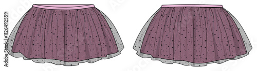illustration of a baby wear skirt, toddler kids, infant baby, fashion flat sketch, vector illustration, cad, technical drawing, flat drawing, template, mockup.