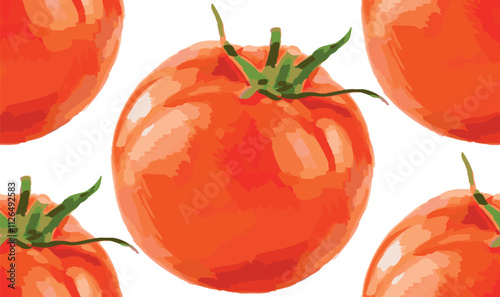 Seamless pattern with red tomato on  white background
