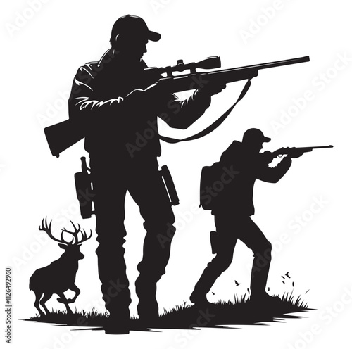 Hunting man silhouette vector illustration