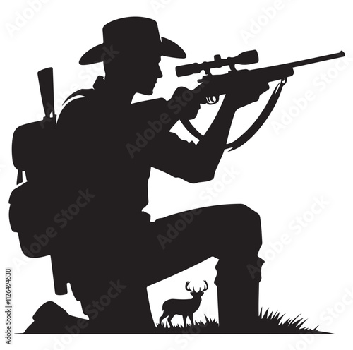 Hunting man silhouette vector illustration