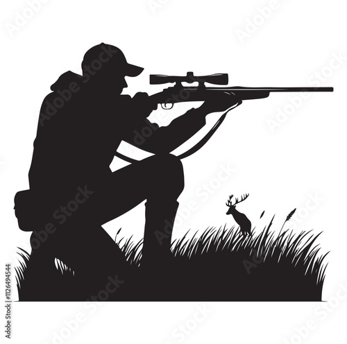 Hunting man silhouette vector illustration