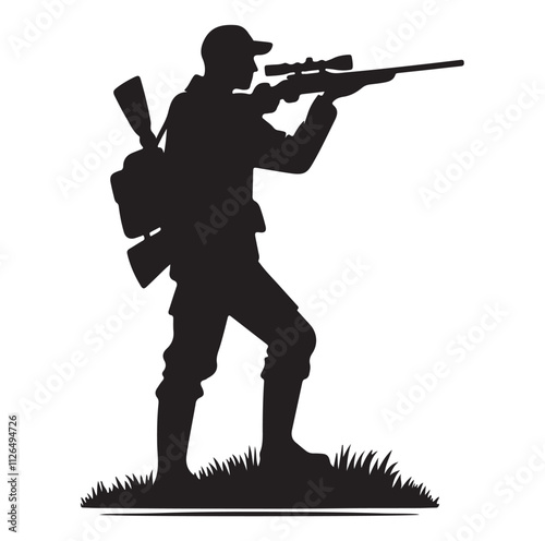 Hunting man silhouette vector illustration