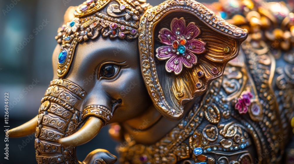 Obraz premium decorative elephant statue with intricate details and vibrant colors