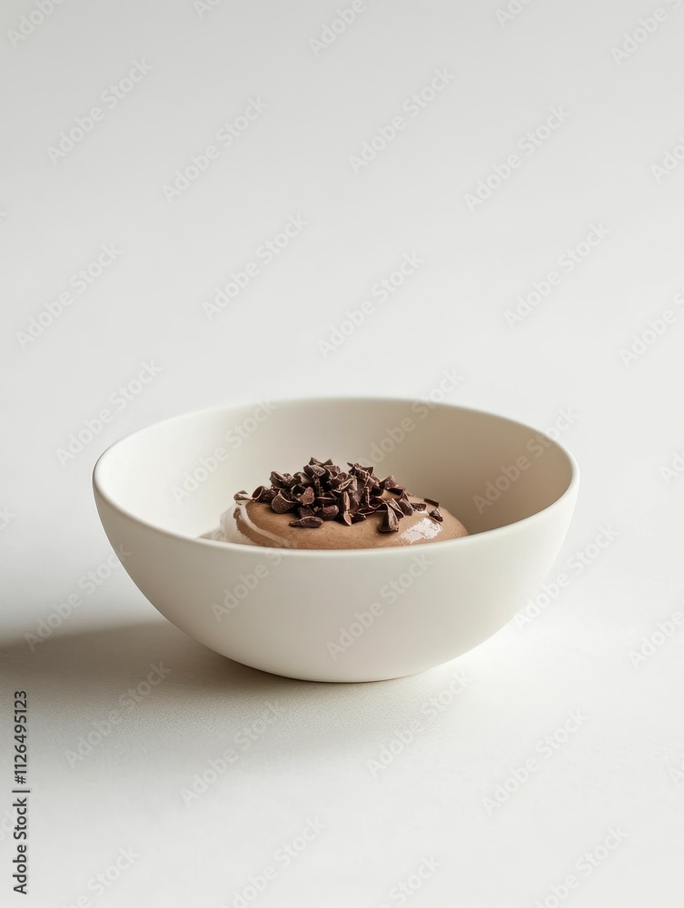 A bowl of chocolate mousse topped with chocolate sprinkles, elegantly presented. A bowl of chocolate mousse topped with chocolate sprinkles, elegantly presented.