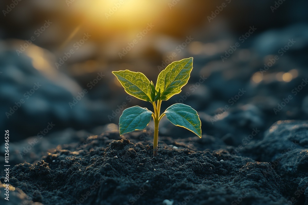 Fresh Plants Sprouting with Sunlight - Growth Concept. Generative Ai Fresh Plants Sprouting with Sunlight - Growth Concept. Generative Ai