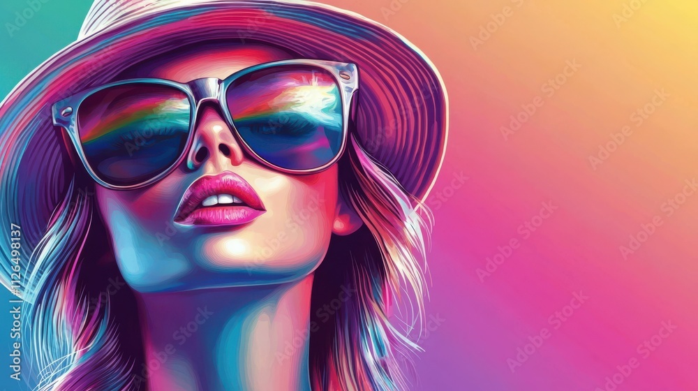 Beautiful young woman in sunglasses and Hat. Lady Beautiful young woman in sunglasses and Hat. Lady