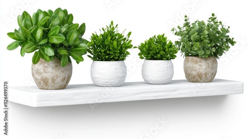 Wallpaper Mural Green Indoor Plants in Decorative Pots on a Minimalist Floating Shelf Torontodigital.ca