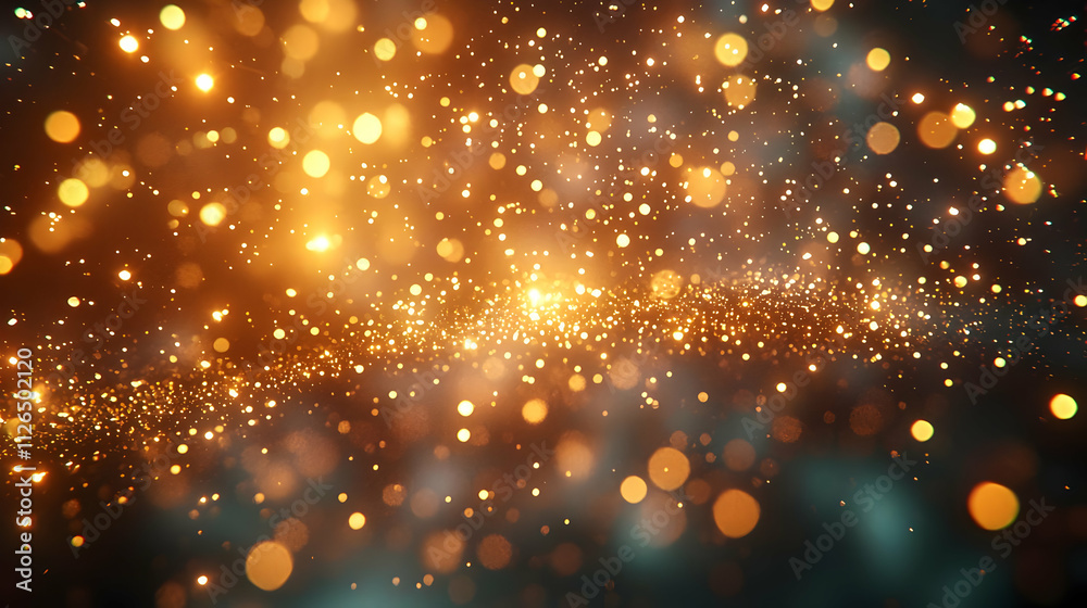 Golden Sparkle: Shimmering Lights Burst in Dark Golden Sparkle: Shimmering Lights Burst in Dark