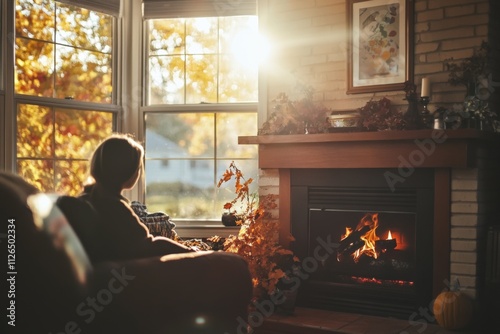 Wallpaper Mural cozy autumn evening by the fireplace with warm light Torontodigital.ca