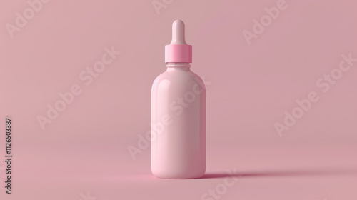 pink dropper bottle product mockup, empty label