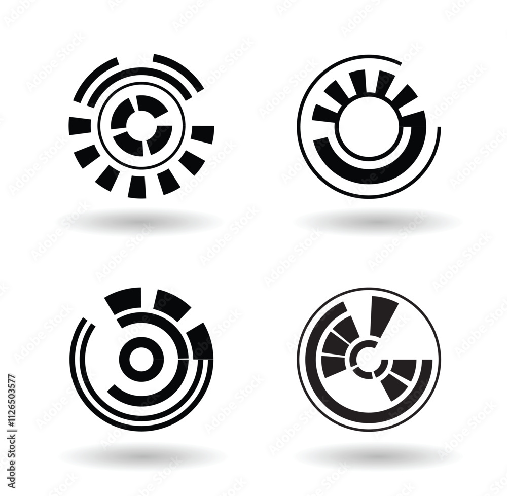 Technological Hi Tech Circular Shape Design Elements Set. Technology and future science graphic resources vector art Technological Hi Tech Circular Shape Design Elements Set. Technology and future science graphic resources vector art