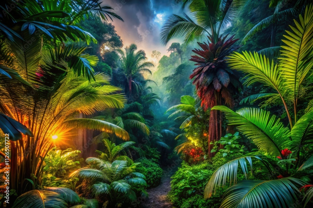 Tropical Forest Long Exposure Photography, Lush Jungle, Vibrant Flora, Night Photography, Exotic Plants, Rainforest, Deep Green, Long Exposure, Nature Photography Tropical Forest Long Exposure Photography, Lush Jungle, Vibrant Flora, Night Photography, Exotic Plants, Rainforest, Deep Green, Long Exposure, Nature Photography