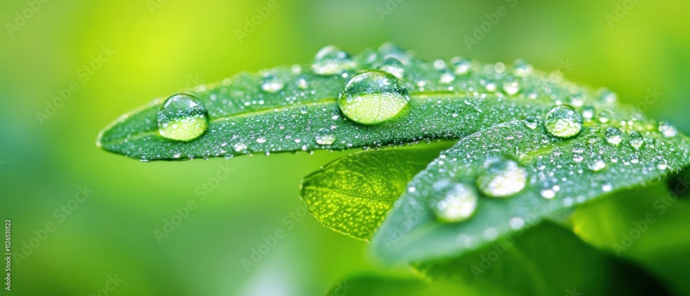 close-up of fresh green leaves with water droplets close-up of fresh green leaves with water droplets