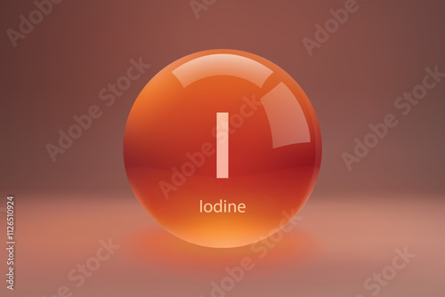 Glossy sphere with Iodine symbol