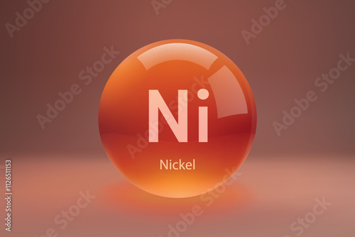 Glossy sphere with Nickel symbol