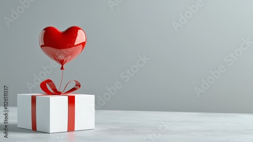 Sleek Modern Gift Box with Heart Shaped Balloon for Romantic