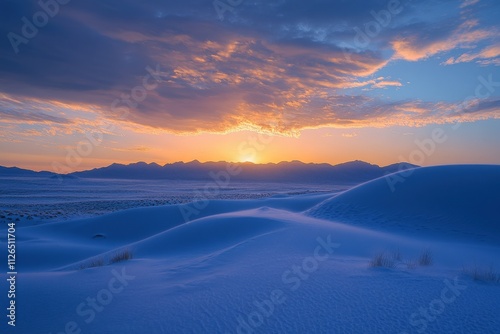 serene sunset over rolling sand dunes