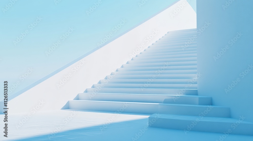 Fototapeta premium minimalist staircase design in bright blue tones