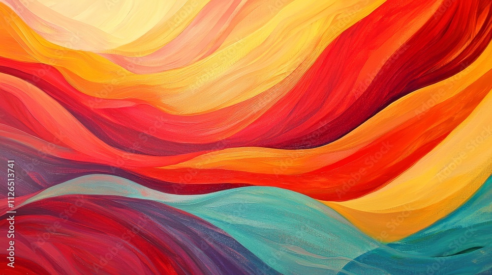 Fototapeta premium Vibrant Abstract Landscape of Flowing Colorful Waves and Swirls