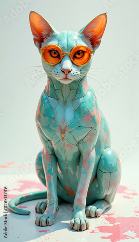 a cat statue sitting on top of a table