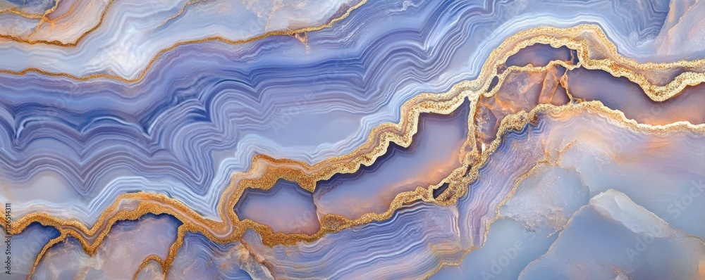 Blue and purple agate surface with golden veins, resembling flowing watercolor art. Blue and purple agate surface with golden veins, resembling flowing watercolor art.