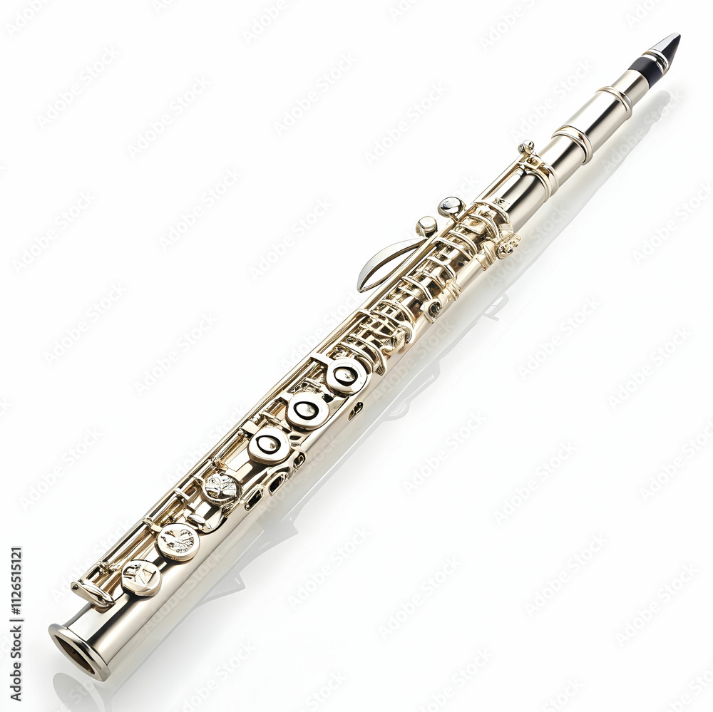 Fototapeta premium A polished oboe with intricate finger keys, displayed elegantly