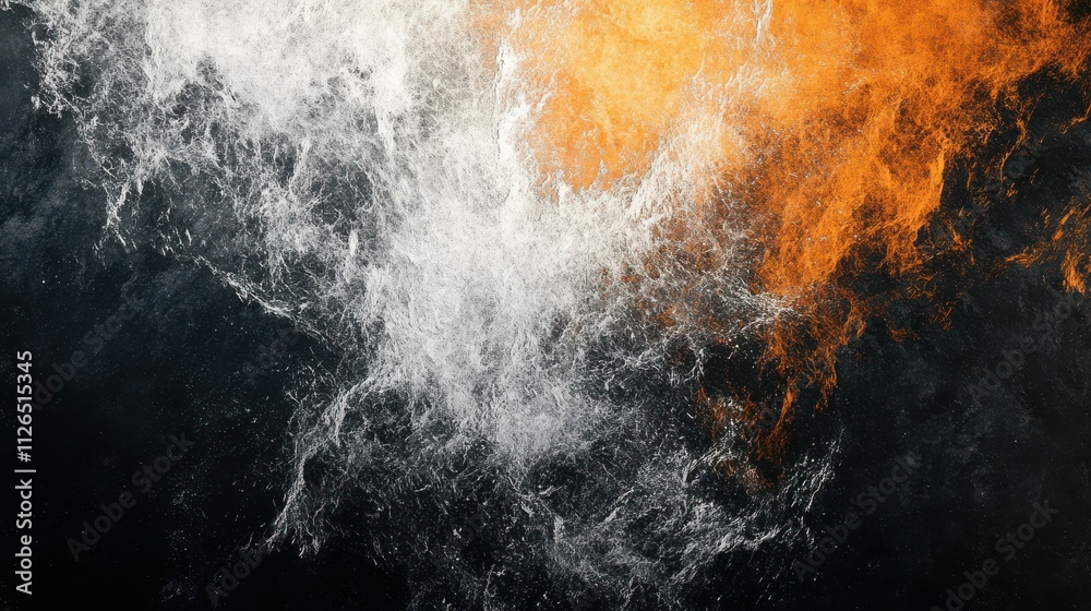 Naklejka premium Grainy texture background, black gray orange white abstract color wave, noisy dark banner poster header cover design