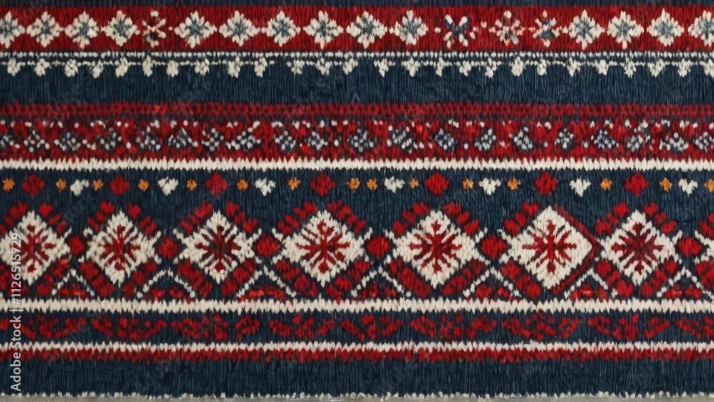 A cozy and festive knit pattern featuring snowflakes, stars, and geometric shapes in classic winter colors. Perfect for adding a touch of warmth and tradition to your designs.