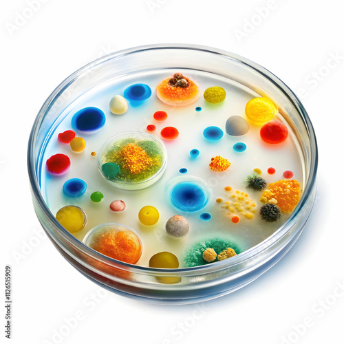 A petri dish with a clear cover, containing cultured microorganisms